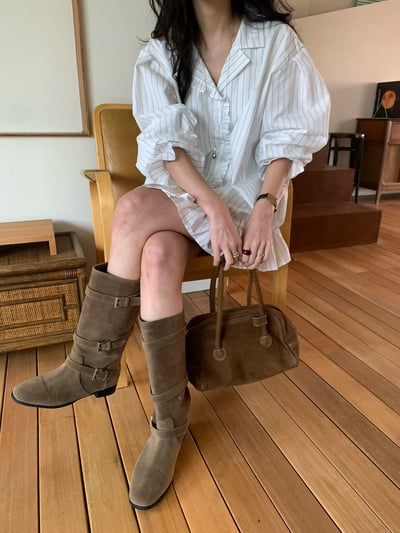 (客訂勿下單）公主袖直條紋荷葉下擺襯衫2