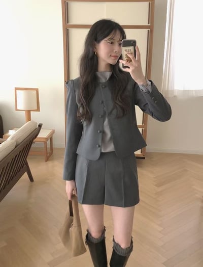 公主袖包釦西外+西裝短褲SET(可拆買）7