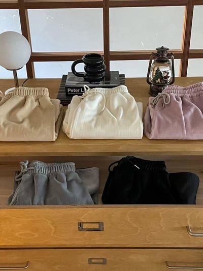 內刷毛坑條抽繩長褲6