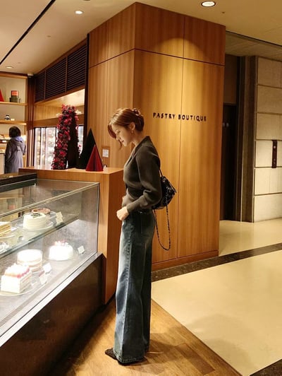 高腰復古刷色微寬落地褲6