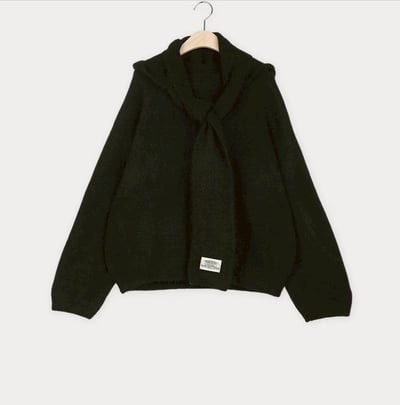 圓領針織上衣+連帽圍巾+長褲三件套SET14