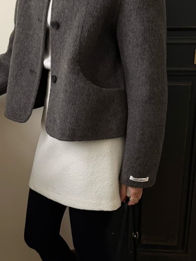 翻領兩側壓線羊毛80%手工外套5