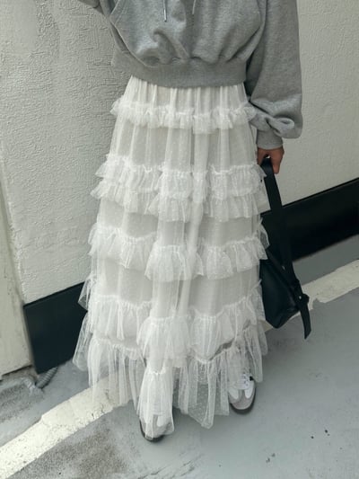 點點網紗蛋糕鬆緊長裙4