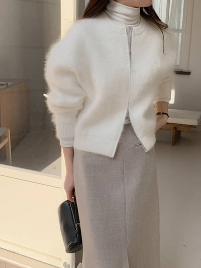 圓領馬海毛雙向拉鍊外套7