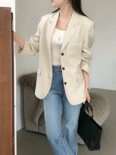 刀領混棉麻挺版西裝外套11