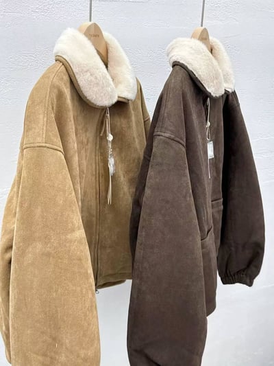 拼接毛麂皮內鋪棉外套5