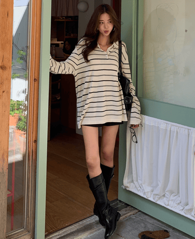 圓頭金釦繫帶膝下長靴6