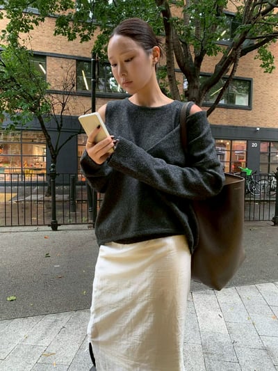 針織圓領背心+V領長袖上衣兩件套3