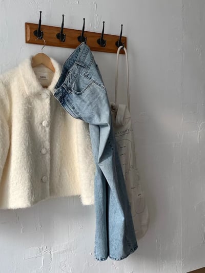 翻領包釦(56羊毛％)毛款外套8