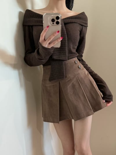 拼接坑紋領巾造型薄款T3