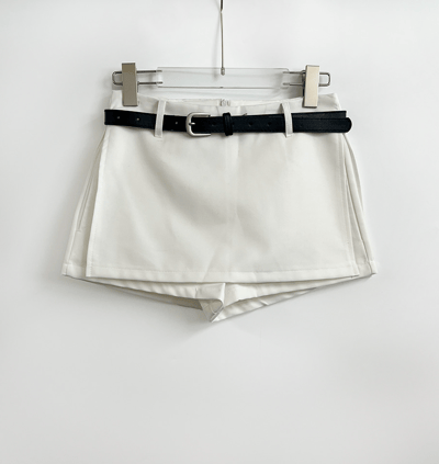 挺版辣款開衩短褲裙（附皮帶）11