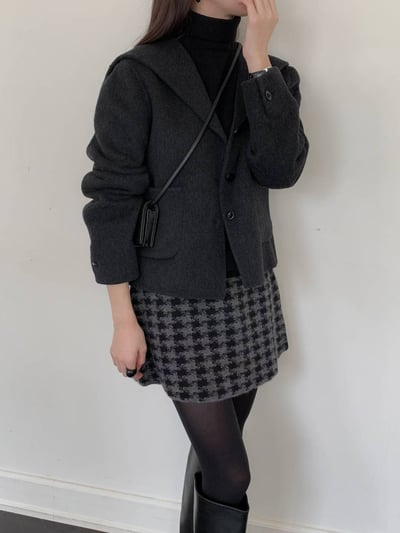 滿版紋路後鬆緊磨毛短裙7