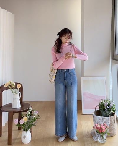 -3KG !內鬆緊腰圍前車線順身直筒褲6