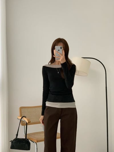 假兩件拼接造型上衣3