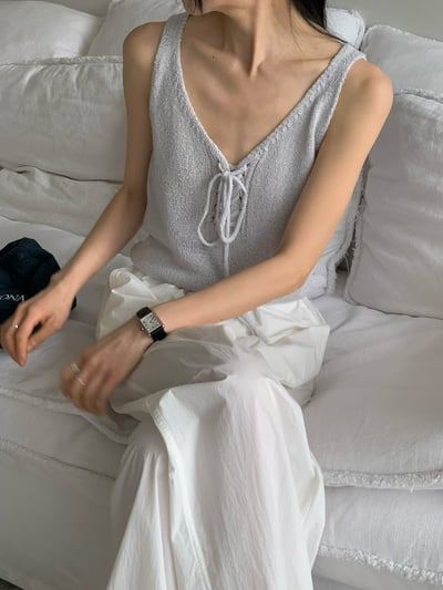 前綁結造型Ｖ領冰絲針織背心6