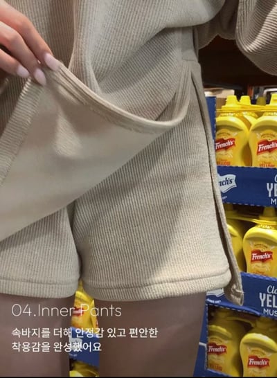 排釦連帽針織衫＋鬆緊開衩褲裙SET11