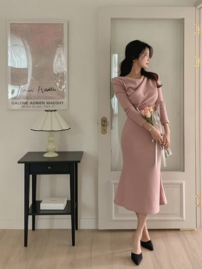 磨毛垂墜領合身彈長洋1