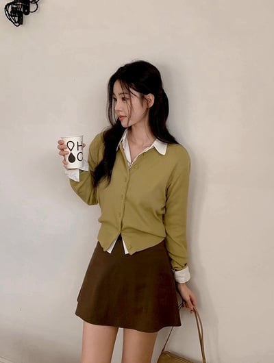 圓領精紡羊毛排釦短版小外套6