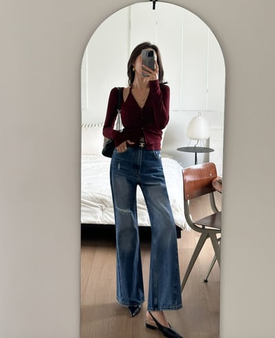 假兩件掛脖鏤空排釦薄Ｔ12