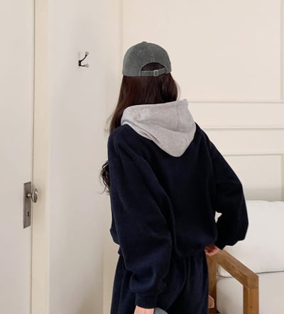 撞色連帽衛衣+長褲SET7