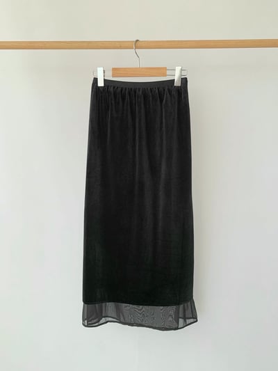 鬆緊絨面拼接雪紡長裙9