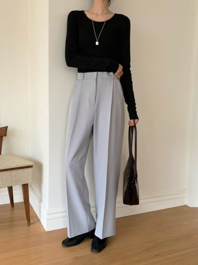 熱銷中！極簡壓褶設計直筒西裝褲3