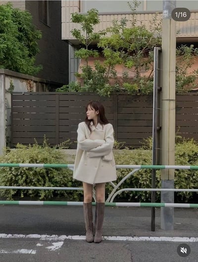 氣質翻領中長版大衣6