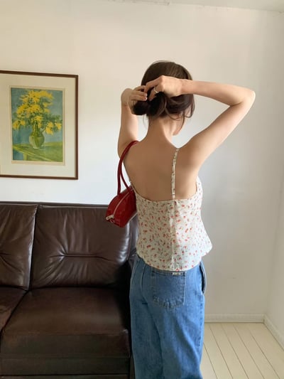 可愛小碎花V領背心4