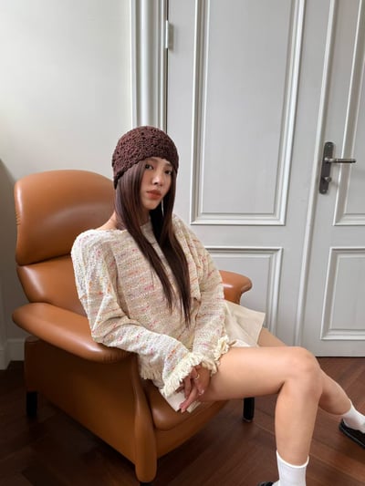 配色織紋流蘇滾邊薄款針織衣6