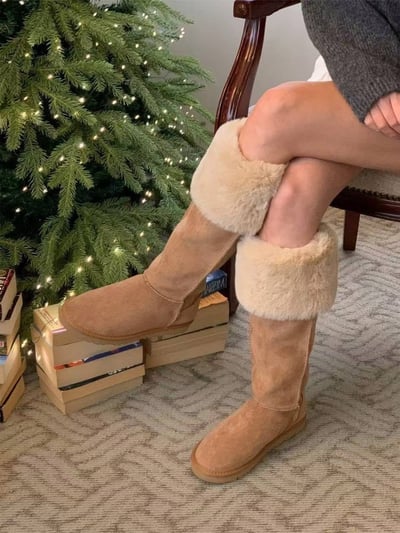 🇰🇷超夯！絨毛鈕釦長雪靴（跟2.3)8