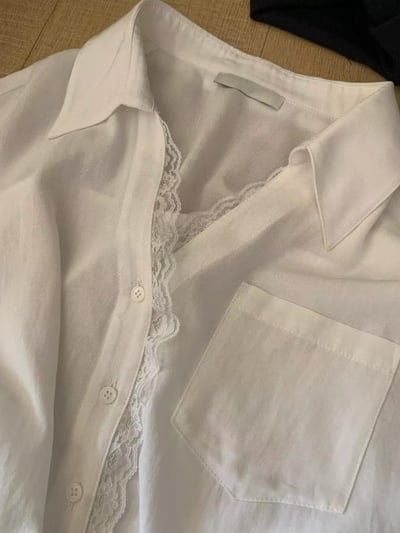 蕾絲滾邊排釦襯衫11