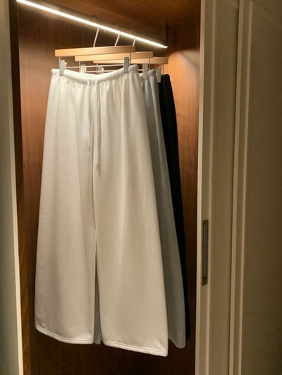 休閒刷薄毛抽繩落地寬褲9