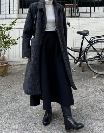 磨毛後鬆緊傘擺長裙6