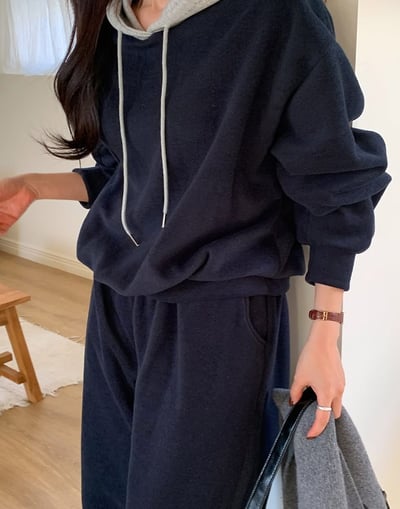 撞色連帽衛衣+長褲SET3