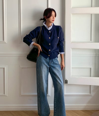 拼接領學院風針織衣2