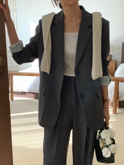 春季款拼接條紋內裡西裝外套14