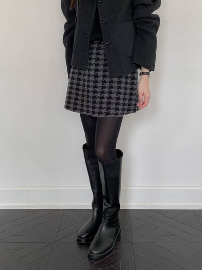 滿版紋路後鬆緊磨毛短裙3