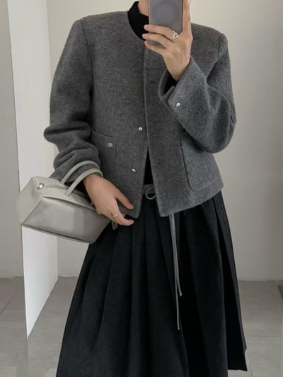 銀扣小圓牌口袋外套6