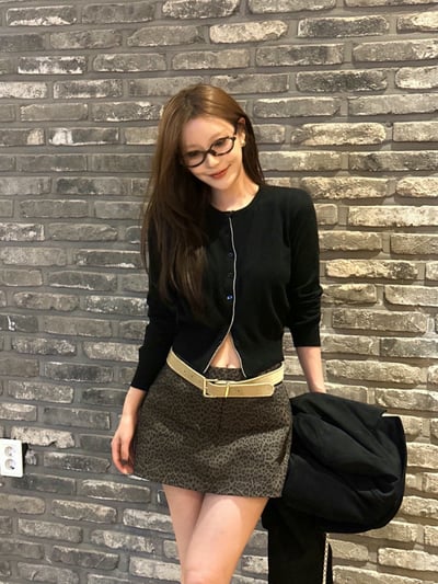 低腰豹紋牛仔短褲裙2