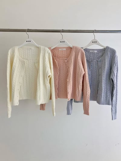 麻花細肩背心＋排釦罩衫SET6