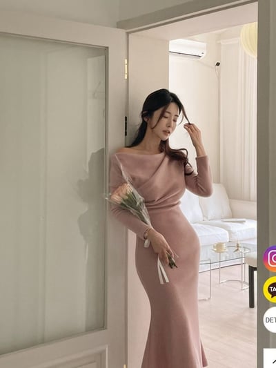 磨毛垂墜領合身彈長洋2