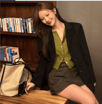 低腰豹紋牛仔短褲裙4