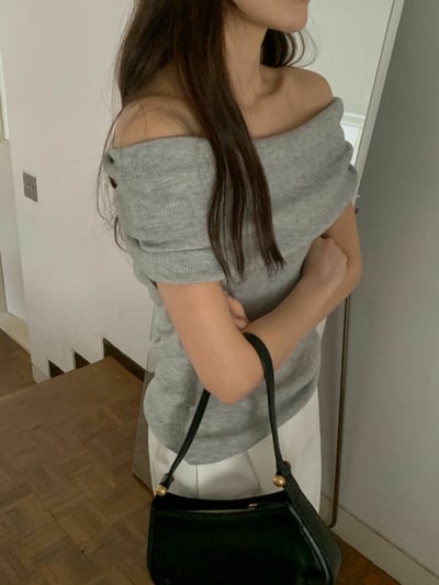 平口反折領彈力螺紋短袖Ｔ5