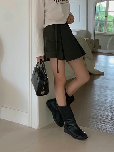 雙口袋拉鍊背心＋工裝風側百摺短褲裙9