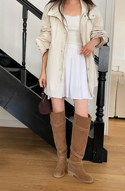 圓頭釦環麂皮膝上靴5