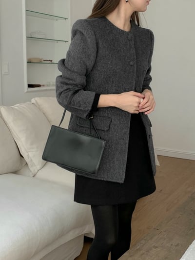 墊肩腰線感中長款羊毛西裝外套14