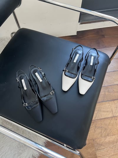 方頭撞色一字扣帶低跟鞋（２cm）3