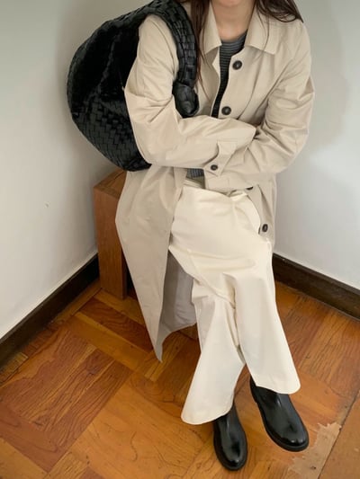 超長款排釦風衣外套6