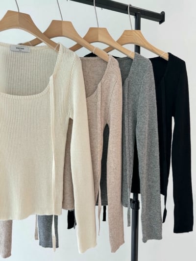 方領綁帶造型針織衣8