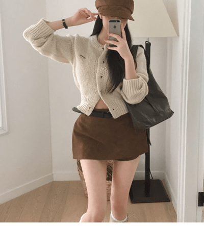 低腰辣款麂皮短褲裙（附皮帶）16